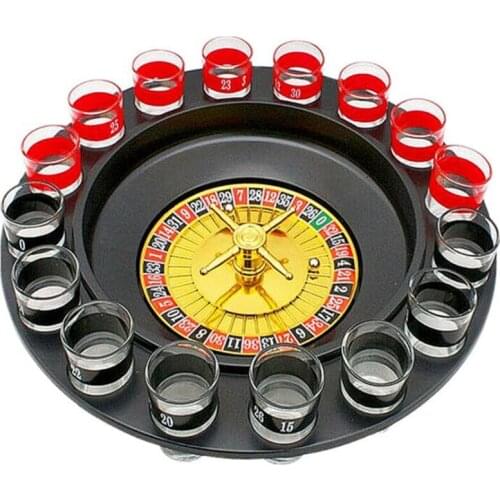 16 Shot Glass Deluxe Russian Spinning Roulette Chips Drinking Game Set board game drinking Bar family party game for adult