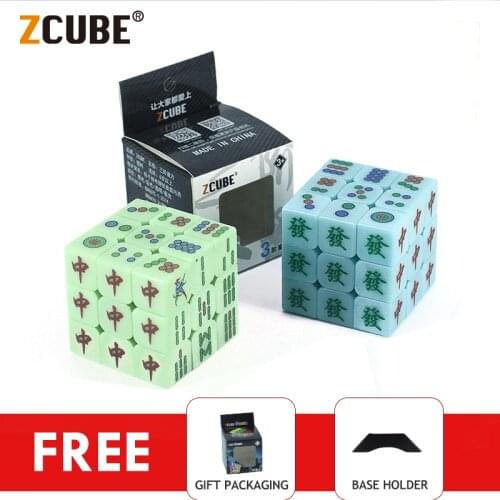 ZCUBE Mahjong 3x3x3 Magic Cube Glowing Speed Puzzle Game Cubes Chinese Traditional Game Educational Toys for Children Kids