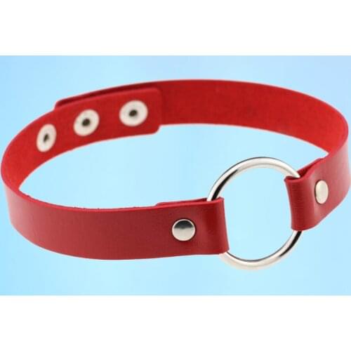 Punk hip-hop exaggerated fashion street shot leather O-shaped metal ring simple hoop neck set necklace