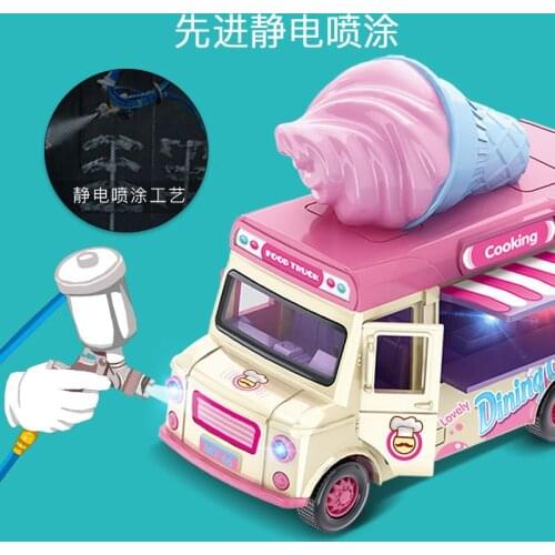 Simulation of alloy automobile model for Q version fast food truck Childrens toy bus Cognitive learning Birthday present