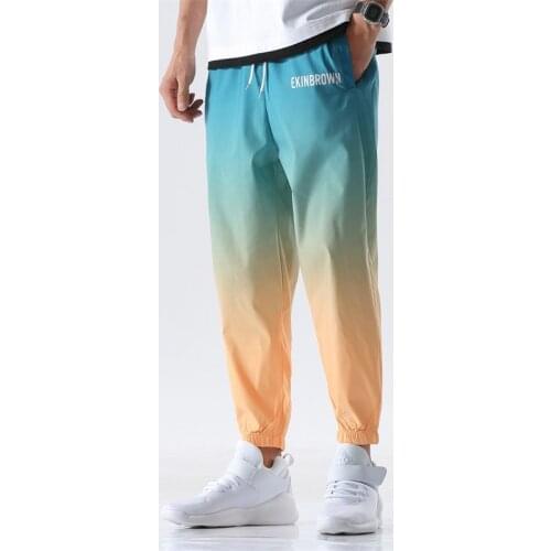 Hot Sales Mens Casual Gradient Color Trousers Streetwear Elastic Waist Pants Male Hip Hop Cargo Pant Plus Size 5XL Sweatpants