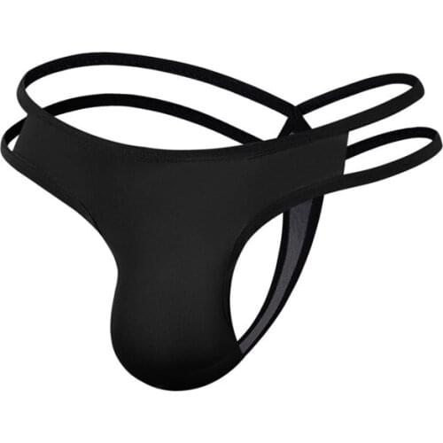 Sexy Men Underwear Gay Slip Double G-string Thong Penis Bikini Hot Soft Underpants Comfortable Low Waist Solid Color Thongs