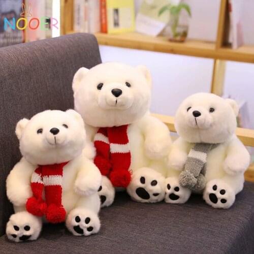 Nooer Boy Girl Stuffed Toy Scarf Polar Bear Plush Toys Kids Children Toys Boys Doll Girls Animal Dolls for Birthday Gifts
