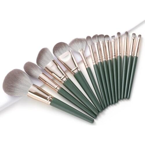 Professional Makeup Brushes Set 14pcs Green Eyeshadow Blending Powder Foundation Eyebrow Brushes Face Eye Cosmetic Tools