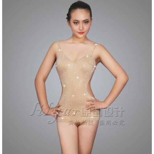 Steel Pipe Girl Pole Dancing Competition Dress Latin Dress Skin Color Nude Dance Dress Skirt Decoration Costumes Skirt LILYAR