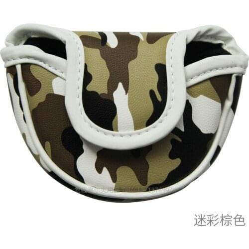 Semicircular pu waterproof sunscreen golf putter cover with magnetic buckle Golf club head cover Camouflage golf cover 3 colors