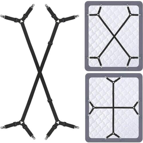 Adjustable Bed Fitted Sheet Straps Crisscross Fastener Mattress Cover Clips Suspenders Grippers Home Textiles Organize Gadgets