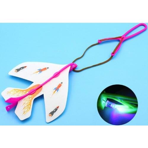 LED Slingshot Glider Foam Aircraft Flash Light Flying Plane Ejection Plane Party Favors Kids Toys Gift