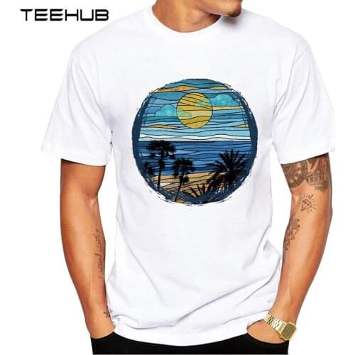 TEEHUB Mens New Fashion Sunny Palm Beach Design Short Sleeve T-Shirt Cool Tops Hipster Tee Shirts