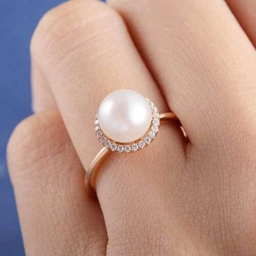 Modyle 2021 Classic Simulated Pearl Ring For Women With Micro Paved Special Anniversary Present For Girlfriend&Wife Dropshipping
