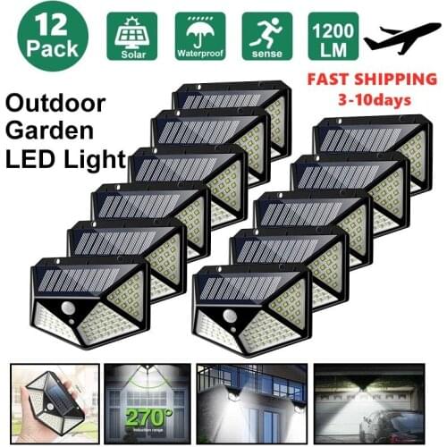 4/8/12PCS 100 LED Solar Light Outdoor Solar Wall Lamp PIR Motion Sensor Lamp Waterproof Solar Light For Garden Decoration Street