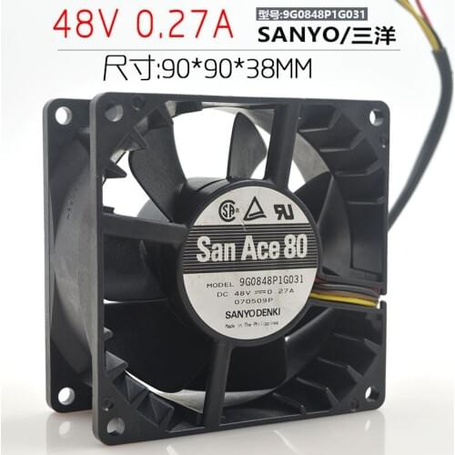 For 9G0848P1G031 Double Ball Bearing Computer Cooling Fan DC 48V 0.27A 8038 8CM 80*80*38mm 4 Wires Free shipping