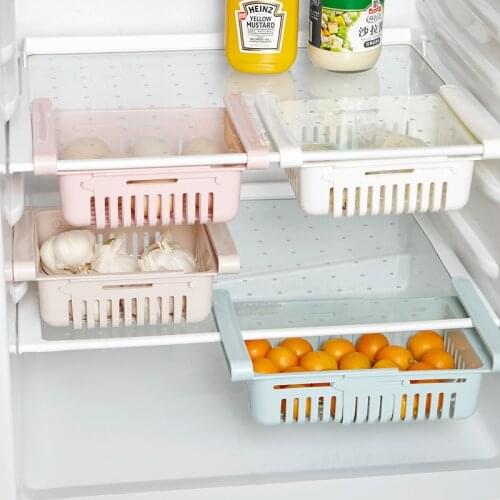 Retractable Refrigerator Partition Organizer Storage Rack Household Storage Rack Fresh-keeping Sorting Box Kitchen Items