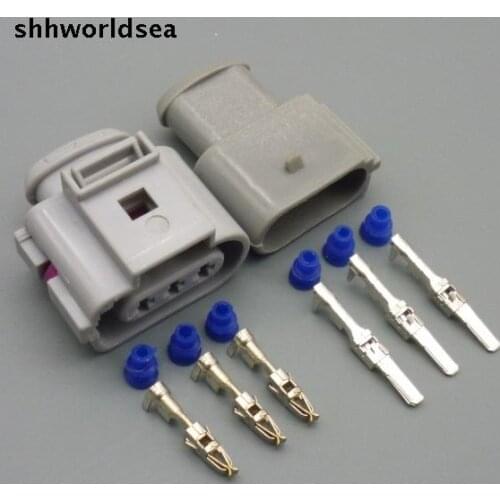 Worldgolden 5/30/100sets 3.5mm 3P male female 1J0 973 723 G crankshaft sensor plug for VW,fog lamp plug for VW , fog connector