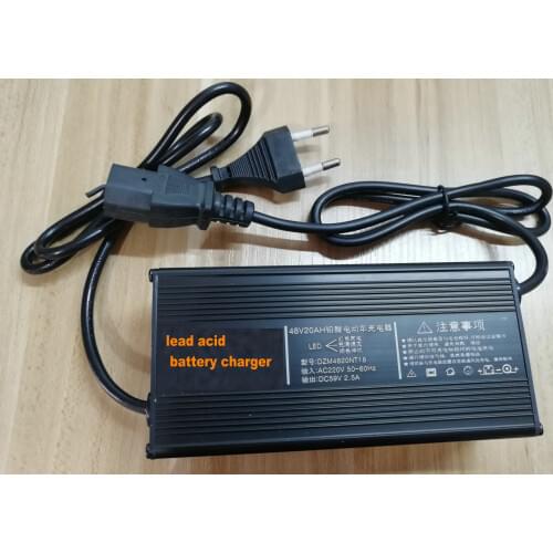 Aluminum Shell Battery Charger Power Adapter+Indicator For Lead Acid/lithium Battery Of Electric Scooter Bike DC 48V 20ah/12ah