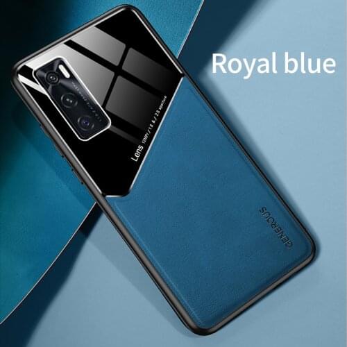 Uftemr Mirror PC Leather Case for VIVO V20 SE Y20 Y30 Case Soft TPU Silicone Built-in iron Bumper Cover for VIVO X50 Pro Plus