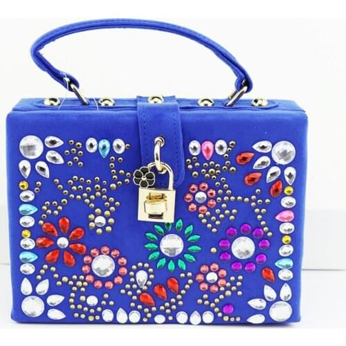 Womens Fashion Flower Crystal Clutch Handbag and Purse Ladies Evening Bags Wedding Party Chain Shoulder Bag