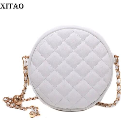 XITAO Chain Small Round Crossbody Bags New Style Trend Lingge Fashion All-match Solid Color Women Crossbody Bags GWJ0325