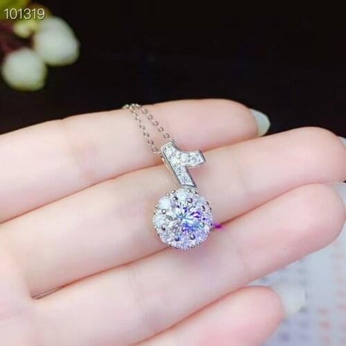 1ct moissanite Round 6.5mm size color EF 925 silver rose gold plated womens bubble Necklace