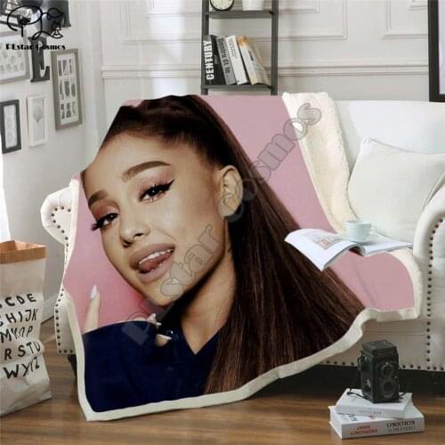 Celebrity Ariana Grand Design Blanket Plush 3d Printed for Adults Sofa Sherpa Fleece Bedspread Wrap Throw Blanket Microfiber -3