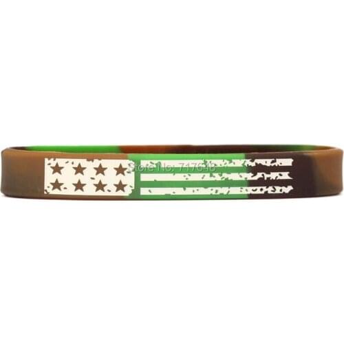 100pcs USA Camouflage Vintage Flag Camo wristband silicone bracelets free shipping by ePacket A