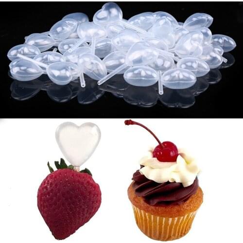 50PCS Cake Droppers 4ml Plastic Cream Jelly Milkshake Transfer Heart Shaped Squeeze Bottles Droppers for Cupcake Dessert Tools