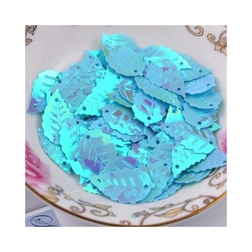 520pcs Leaf Sequins 13*24mm PVC Sewing DIY Garment Accessory Leaves With 2 Holes Light Blue AB Confetti Spangles