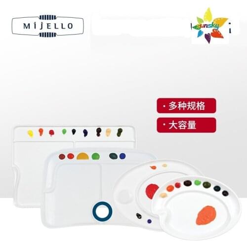 MIJELLO Acrylic watrercolor Palette,Plastic lidless Palette,Easy to Clean by Peeling Off the Dry Color,Groove design