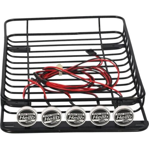 Roof Rack Luggage Carrier with 5 LED Lights RC Car Metal Parts For Traxxas TR X-4 Axial SCX10 90046 SCX10 III AXI03007 RC Car