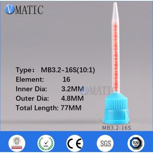 Free Shipping Factory Sell MB3.2-16S 10:1 Ratio Pointed Flat Head Mixing Tube Nozzle Mixture Overhead Mixers Static Mixer