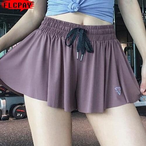 Baseball Shorts Elastic Yoga Pants Women With Skirt Fitness Leggings Workout Sports Running Leggings Girls Gym Wear Slim Shorts