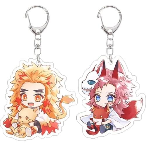 Anime Demon Slayer Keychain Kamado Tanjirou Nezuko Agatsuma Zenitsu Rengoku Kyoujurou Cute Acrylic Key Ring Fans Gift