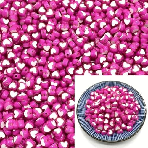 50pcs 8x5mm Love Acrylic Bead Loose Spacer Beads For Jewelry Making DIY Bracelet Accessories #A46a14