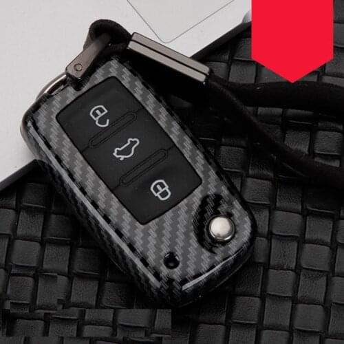 Carbon fiber Alloy+Silicone Car Key Case Cover For Volkswagen Golf Bora POLO Passat For Skoda Octavia A5 Fabia SEAT Ibiza Leon