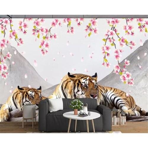 Beibehang mural Wallpaper for kids room custom 3d tiger break wall photo wallpaper sofa background wallpaper papel de parede 3d