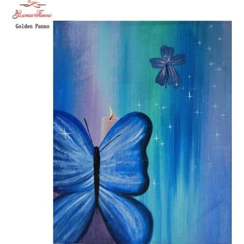Golden Panno,DIY DMC 11CT 14CT completely Cross stitch,A beautiful blue butterfly, wall decoration