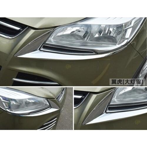 Chrome Headlight trim 2013 2014 for Ford Kuga Escape 2015 2016 Headlight Eyebrow Trim Front Head Light Lamp Eyelid Cover