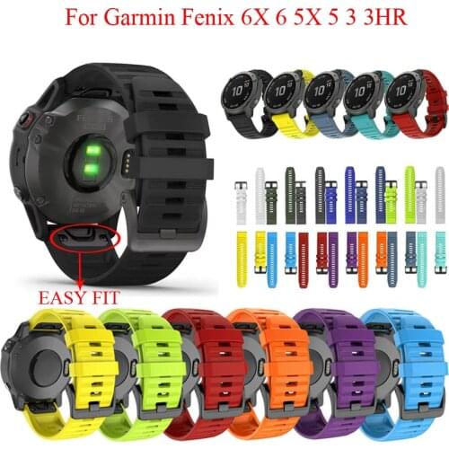 JKER Silicone Quick Fit Watchband Strap for Garmin Fenix 6X Pro Easyfit Wrist Band Strap For Garmin Fenix 6 Fenix 5X 5 3HR Watch