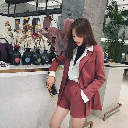 Set female 2018 summer new style casual fashion small suit + casual shorts temperament elegant two-piece female suit