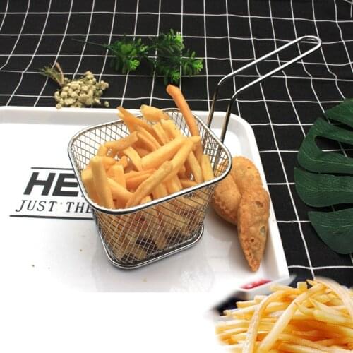 French Fries Basket Portable Stainless Steel Chips Mini Frying Basket Strainer Fryer Kitchen Cooking Chef Basket Colander Tool