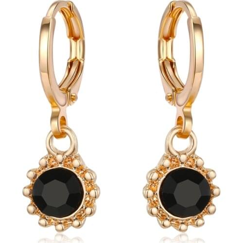 Dayoff European Cute Black Sun Flower Mini Hoop Earrings For Womens Gift Simple Chic Pendant Circle Earrings Jewelry E668