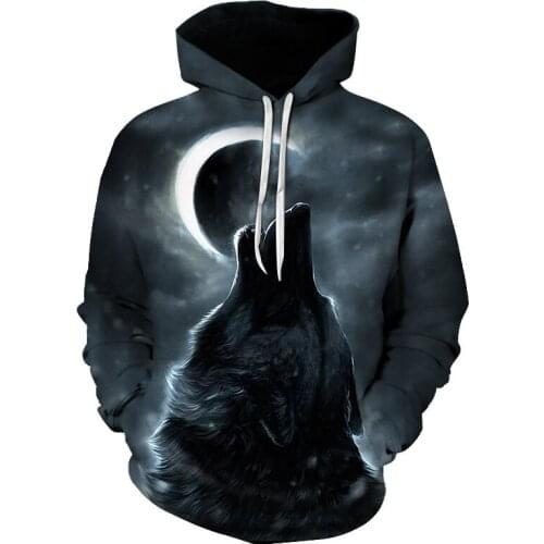 Fashion Men Animal 3D Wolf Printed Hooded Hoodies Men / Womens Shinning Wolf Design Sweatshirts Harajuku hoodie