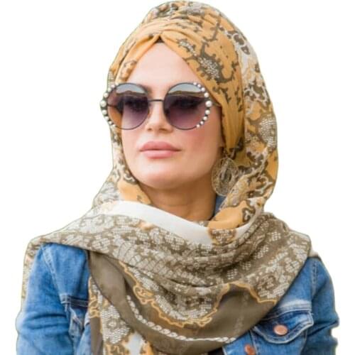 Muslim fashion women wrinkled hijab scarf soft solid head scarves turban shawls and wraps hijab femme musulman kopftuch