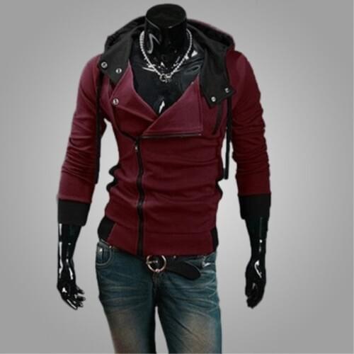 Men Casual Long Sleeve Slim Fit Size Zipper Hoodies Sweatshirt Jacket Outwear
