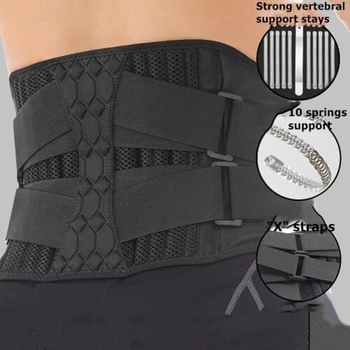 Men Waist Support Belt Strong Lower Back Support Brace Corset Belt Sports Waist Trainer Slim Sweat Belt Pain Relief Shaper
