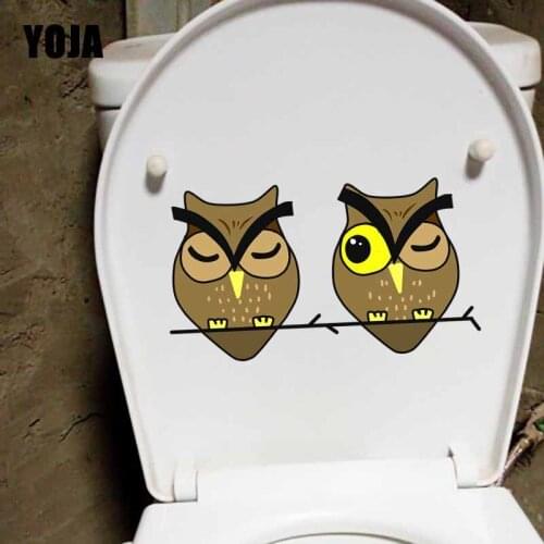 YOJA 21.5X12.2CM Cartoon Sleeping Owl Pattern Toilet Seat Decal Wall Sticker Kids Room Decoration T5-0501