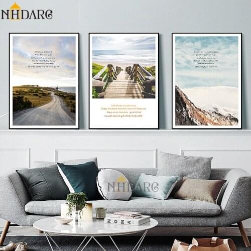 NHDARC Canvas Printings Poster and Painting Nordic Landscape Quotes Home Decoration Wall Picture Room Art 00795
