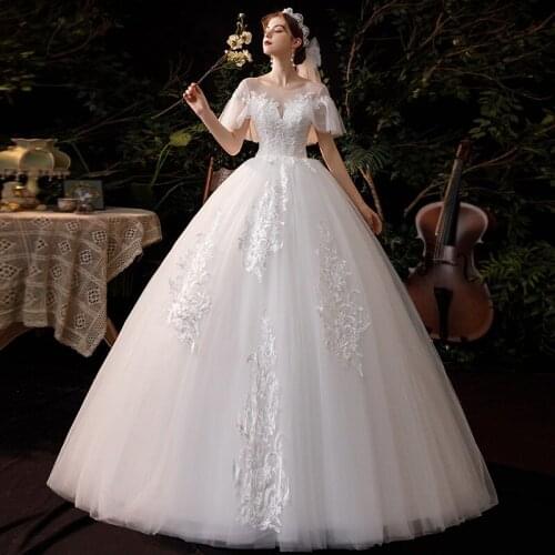 New 2021 Simple Wedding Dresses for Women A-Line Lace Plus Size vestidos de noiva Simple Robe De Mariage Sexy backless Illusion