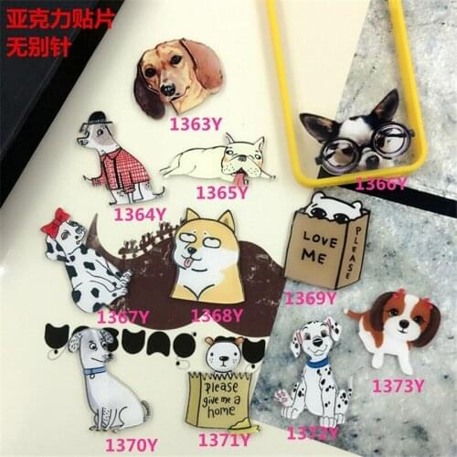 New Arrival Acrylic costumes Badge HARAJUKU dog Pin up Cute dog Wave point Broche Epaulette XZ26