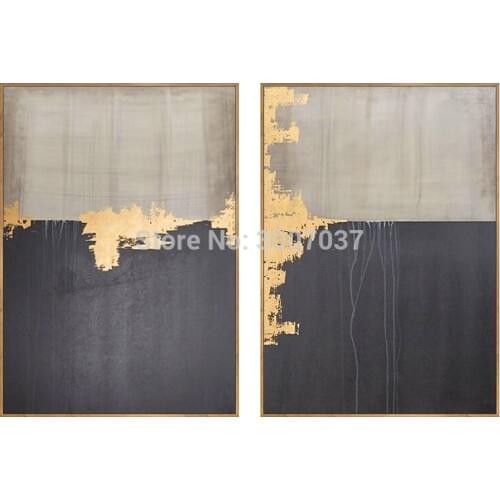 New Design High Quality 100%Hand-painted Modern gold and grey Oil Painting on Canvas Painting Art for All home of Wall Decor
